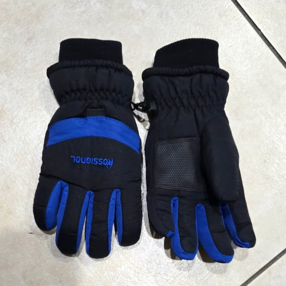 ROSSIGNOL BOYS YXL BLACK BLUE WINTER GLOVES